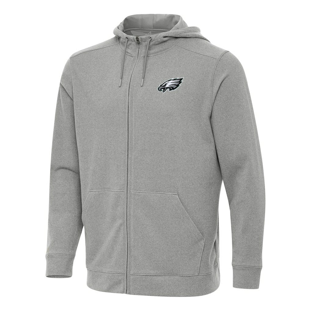 Philadelphia Eagles Antigua Effortless Full-Zip Hoodie Heather Gray