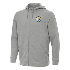 Pittsburgh Steelers Antigua Effortless Full-Zip Hoodie Heather Gray