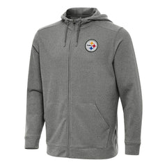 Pittsburgh Steelers Antigua Effortless Full-Zip Hoodie Heather Black