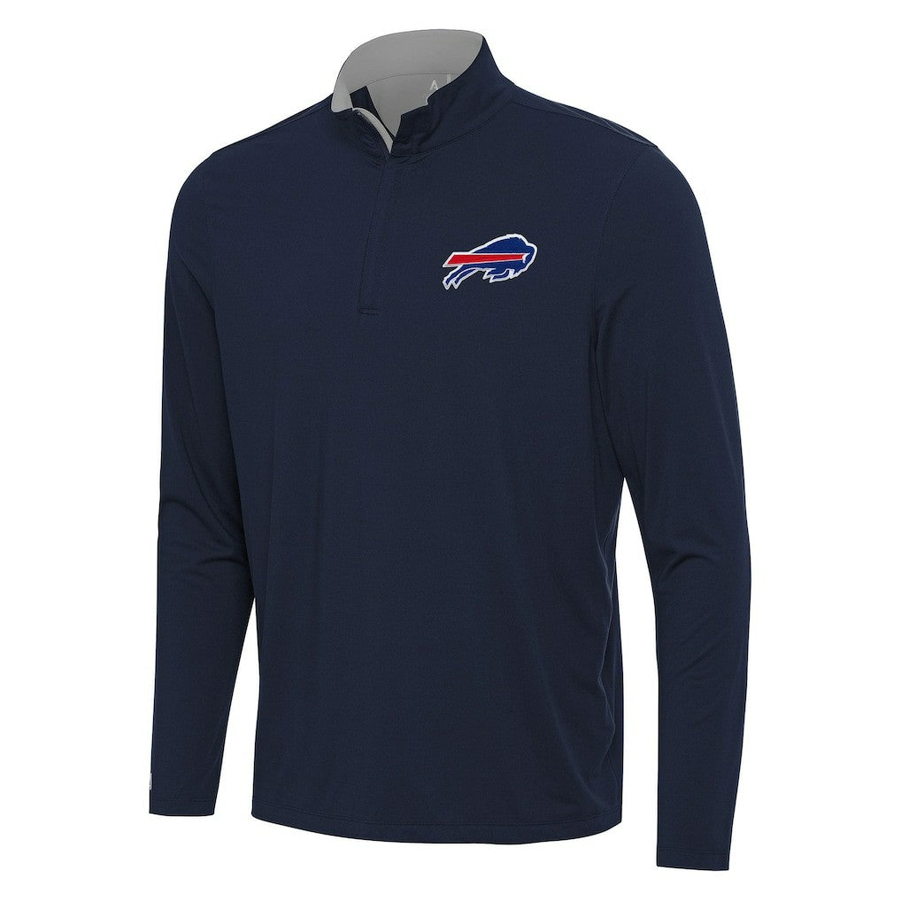 Buffalo Bills Antigua Content Quarter-Zip Pullover Top Navy/Gray