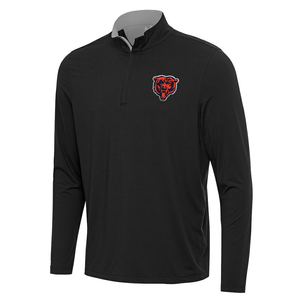 Chicago Bears Antigua Content Quarter-Zip Pullover Top Black/Gray