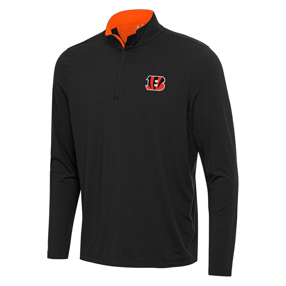 Cincinnati Bengals Antigua Content Quarter-Zip Pullover Top Black/Orange