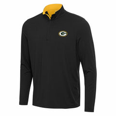 Green Bay Packers Antigua Content Quarter-Zip Pullover Top Black/Gold