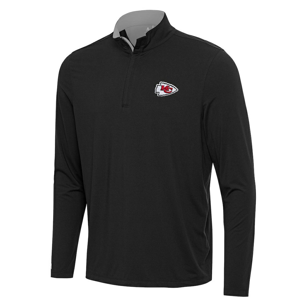 Kansas City Chiefs Antigua Content Quarter-Zip Pullover Top Black/Gray