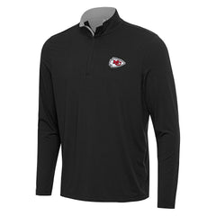 Kansas City Chiefs Antigua Content Quarter-Zip Pullover Top Black/Gray