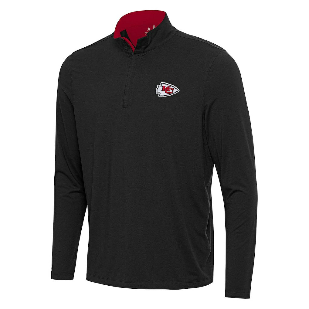 Kansas City Chiefs Antigua Content Quarter-Zip Pullover Top Black/Red