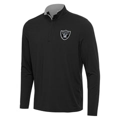 Las Vegas Raiders Antigua Content Quarter-Zip Pullover Top Black/Gray