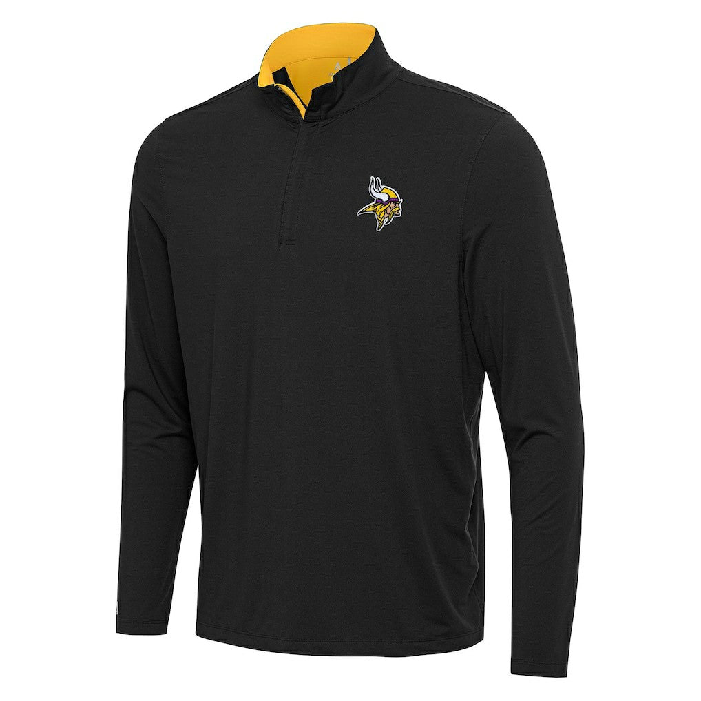 Minnesota Vikings Antigua Content Quarter-Zip Pullover Top Black/Gold