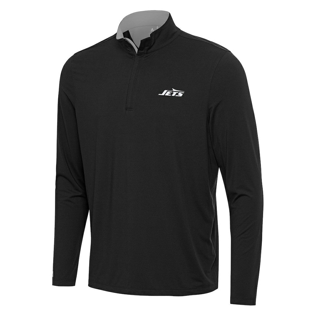 New York Jets Antigua Content Quarter-Zip Pullover Top Black/Gray