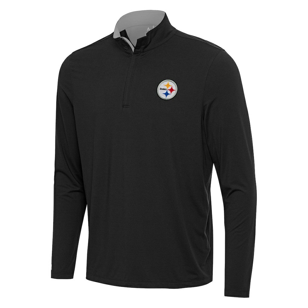 Pittsburgh Steelers Antigua Content Quarter-Zip Pullover Top Black/Gray