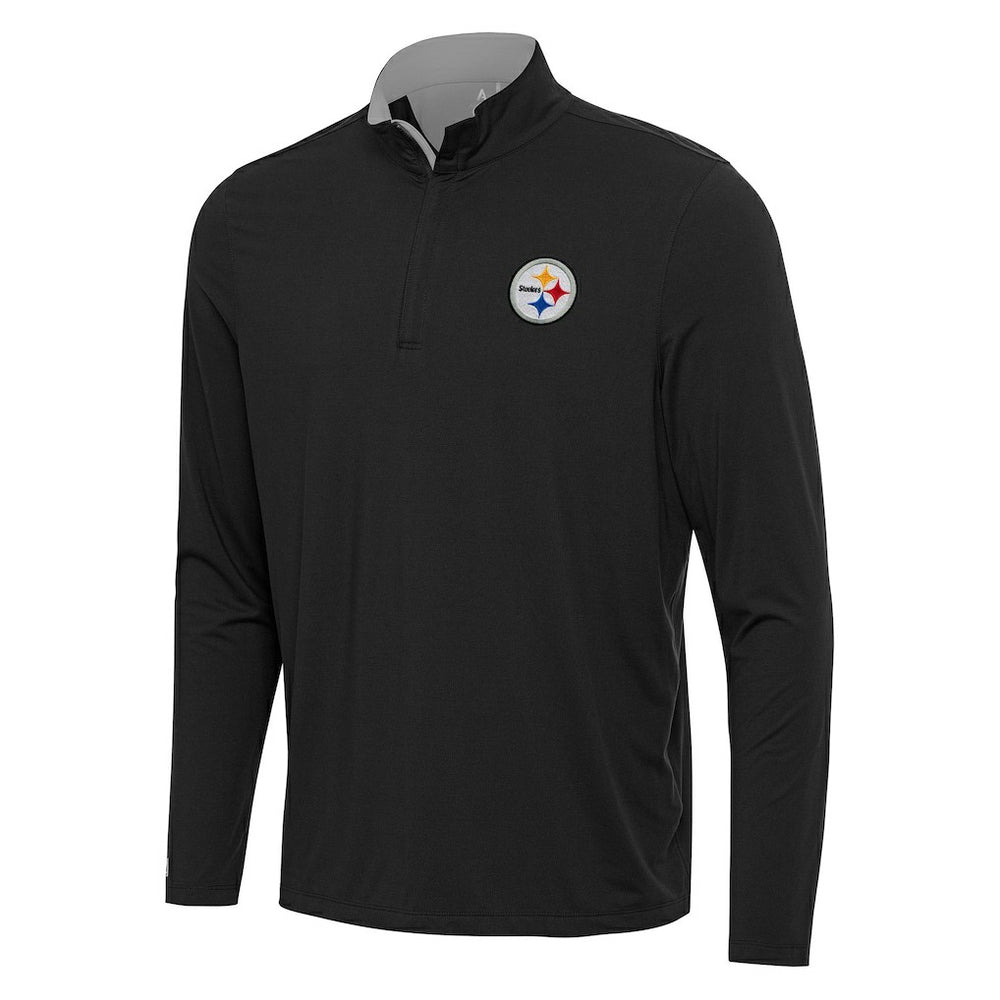 Pittsburgh Steelers Antigua Content Quarter-Zip Pullover Top Black/Gray