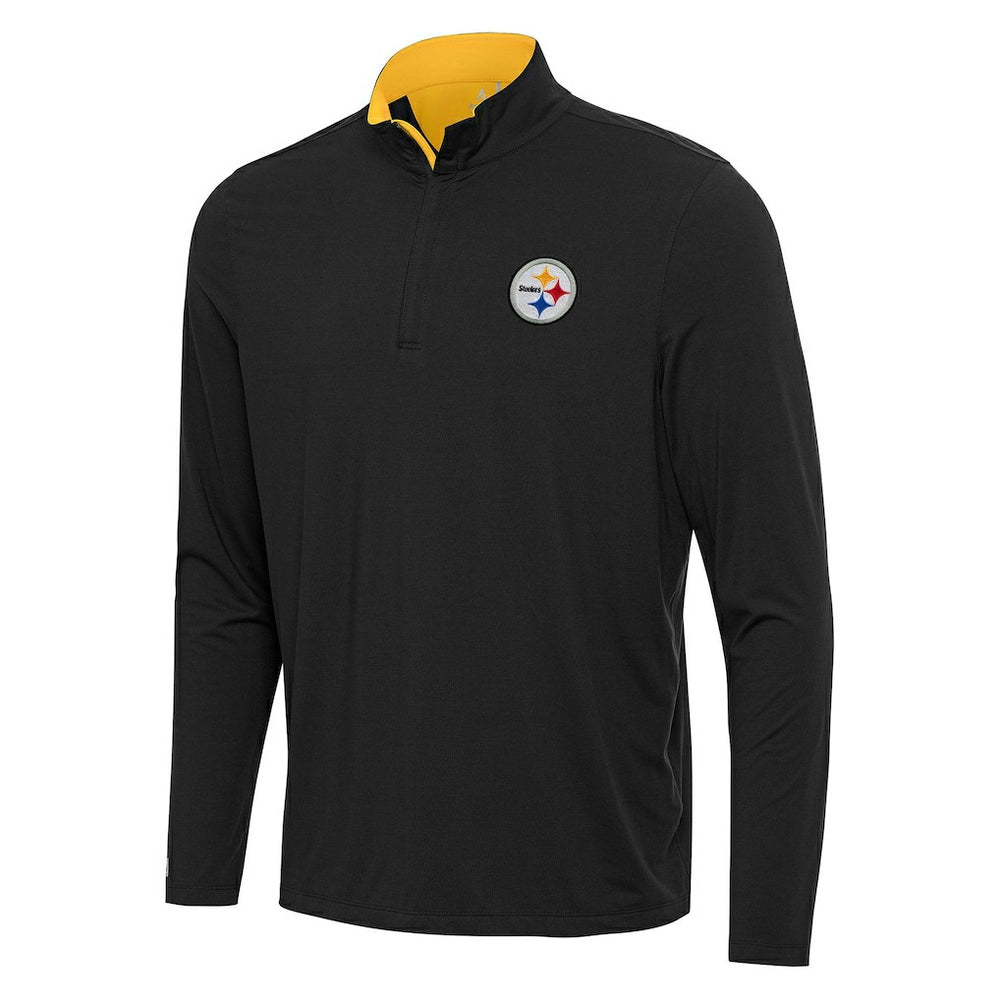 Pittsburgh Steelers Antigua Content Quarter-Zip Pullover Top Black/Gold
