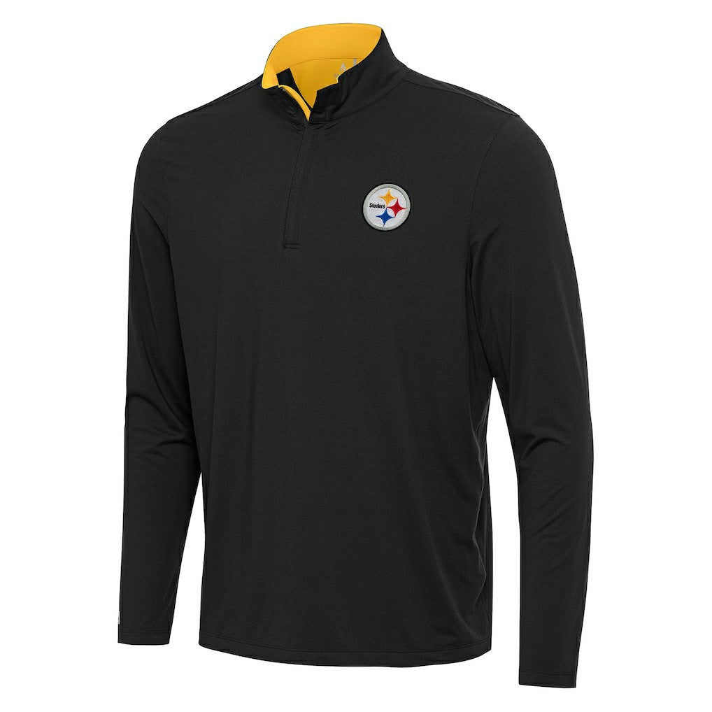Pittsburgh Steelers Antigua Content Quarter-Zip Pullover Top Black/Gold