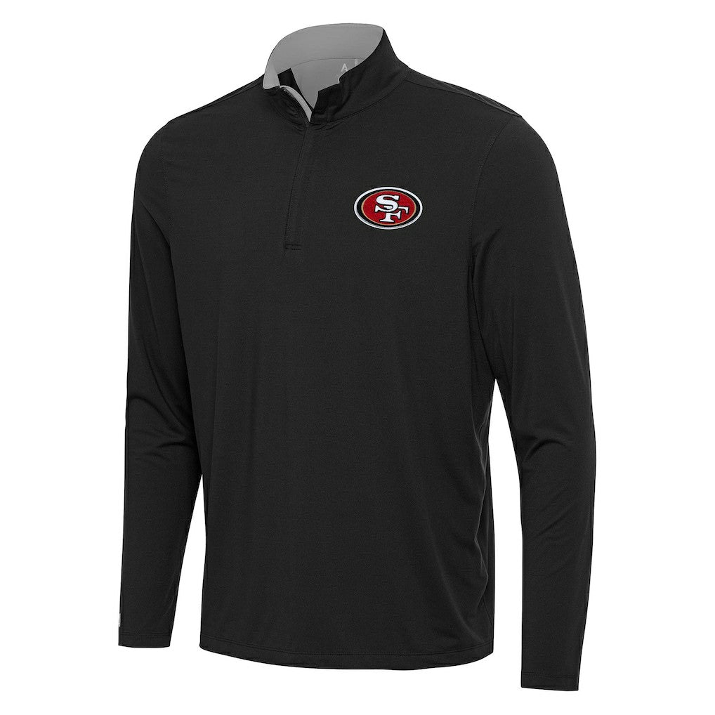 San Francisco 49ers Antigua Content Quarter-Zip Pullover Top Black/Gray