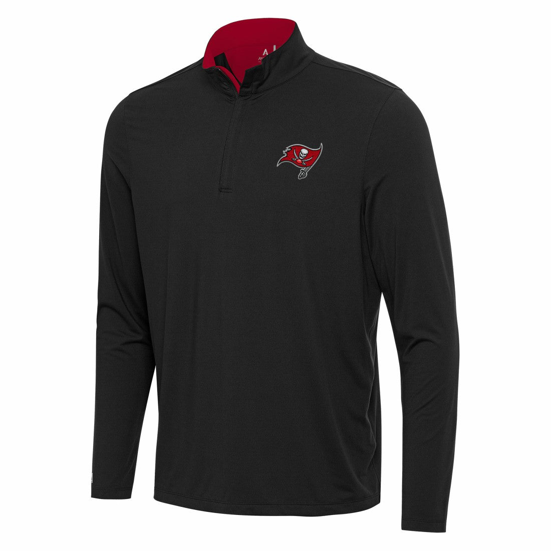 Tampa Bay Buccaneers Antigua Content Quarter-Zip Pullover Top Black/Red