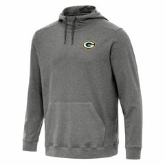 Green Bay Packers Antigua Cloud Pullover Hoodie Heather Black