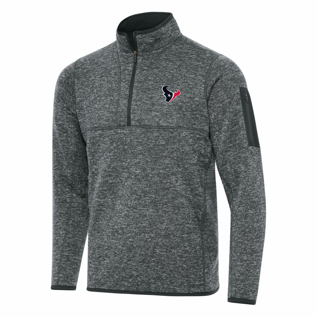 Houston Texans Antigua Fortune Quarter-Zip Pullover Jacket Heather Charcoal