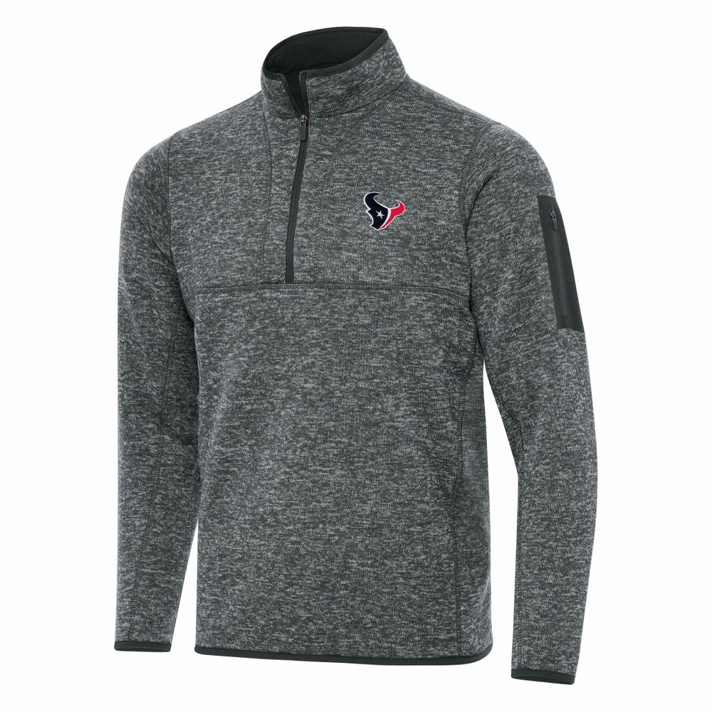 Houston Texans Antigua Fortune Quarter-Zip Pullover Jacket Heather Charcoal