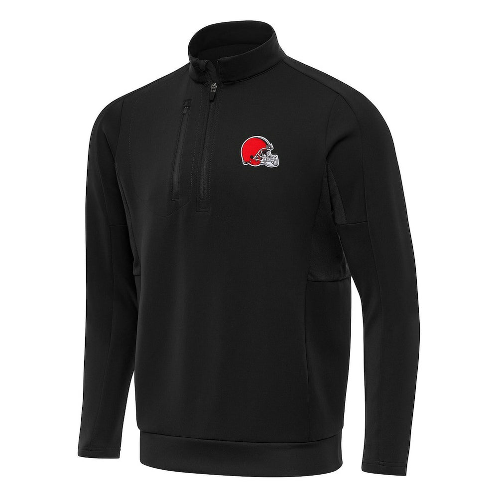 Cleveland Browns Antigua Generation Quarter-Zip Pullover Top Black