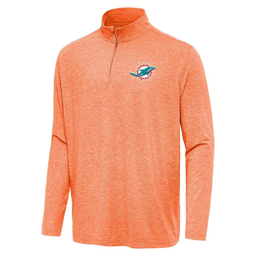Miami Dolphins Antigua Hunk Quarter-Zip Jacket Heather Orange