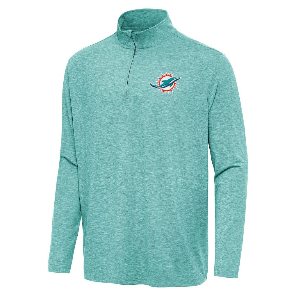 Miami Dolphins Antigua Hunk Quarter-Zip Jacket Heather Aqua
