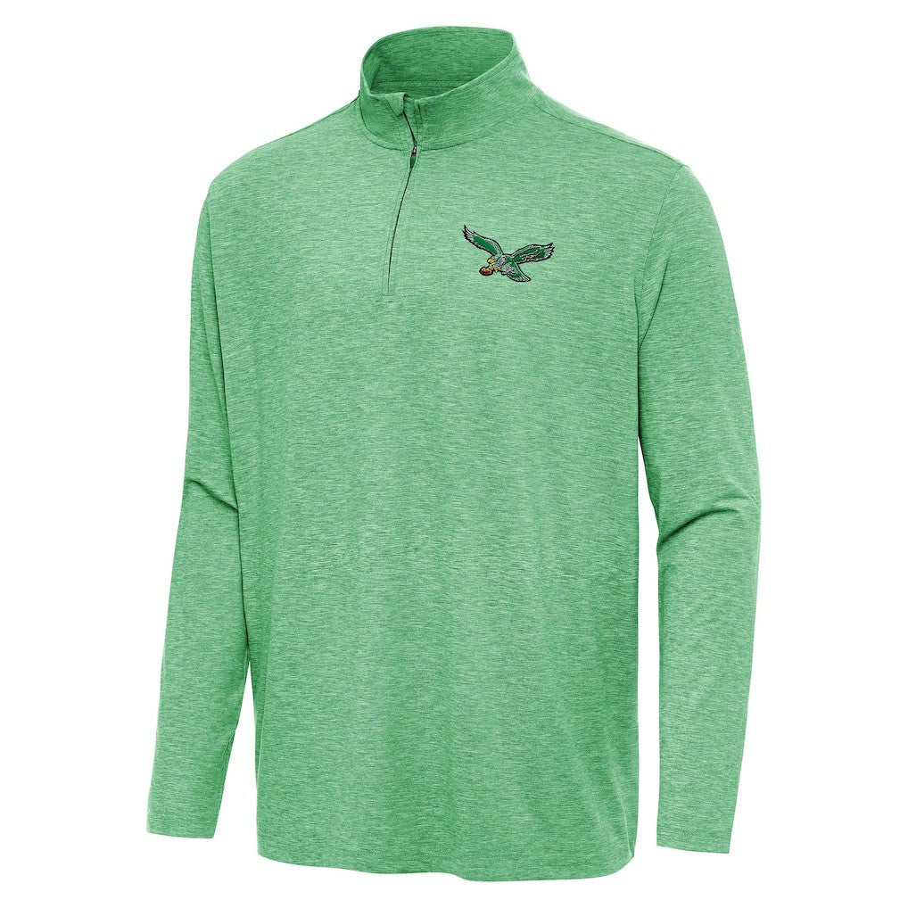 Philadelphia Eagles Antigua Hunk Quarter-Zip Jacket Heather Kelly Green
