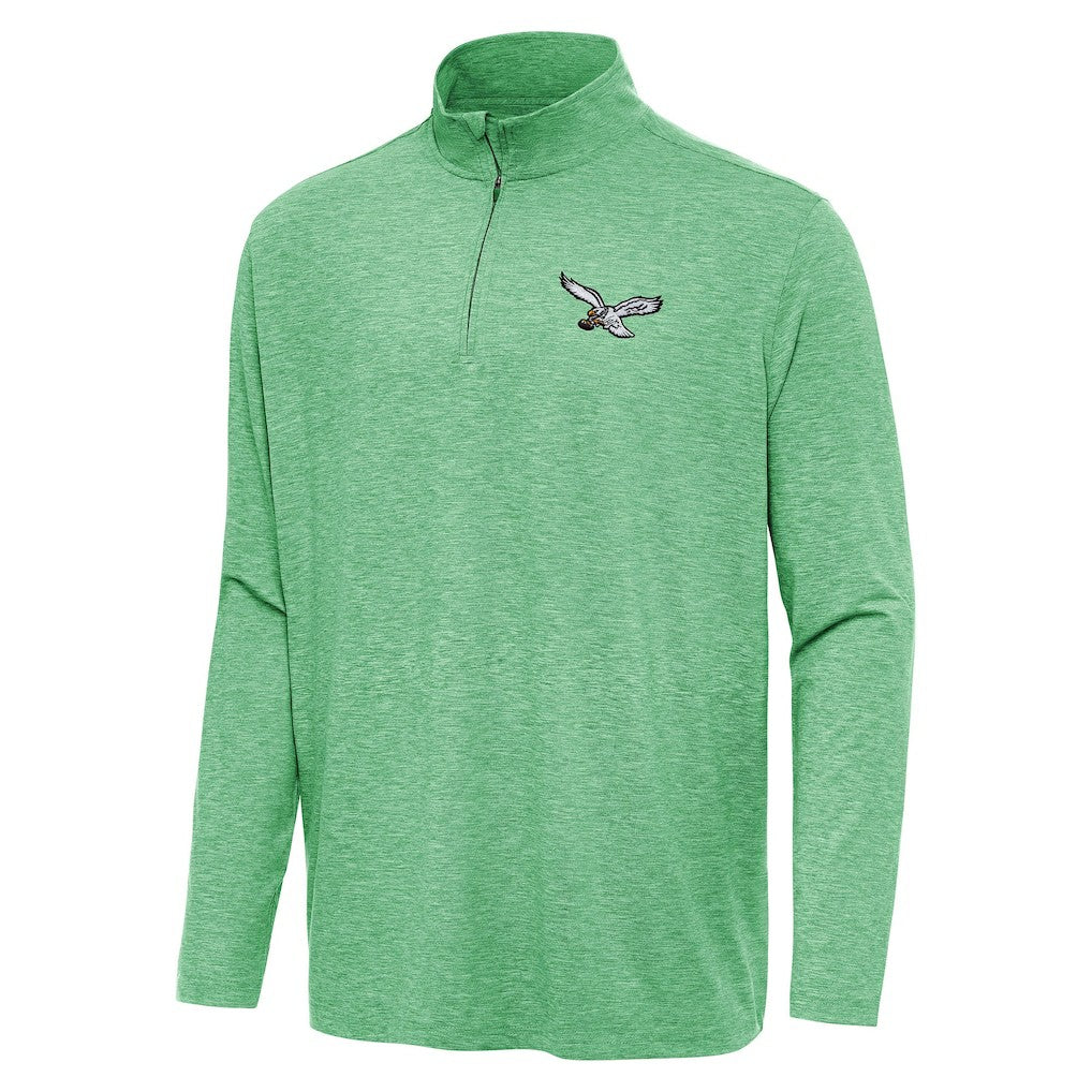 Philadelphia Eagles Antigua Hunk Quarter-Zip Jacket Heather Kelly Green