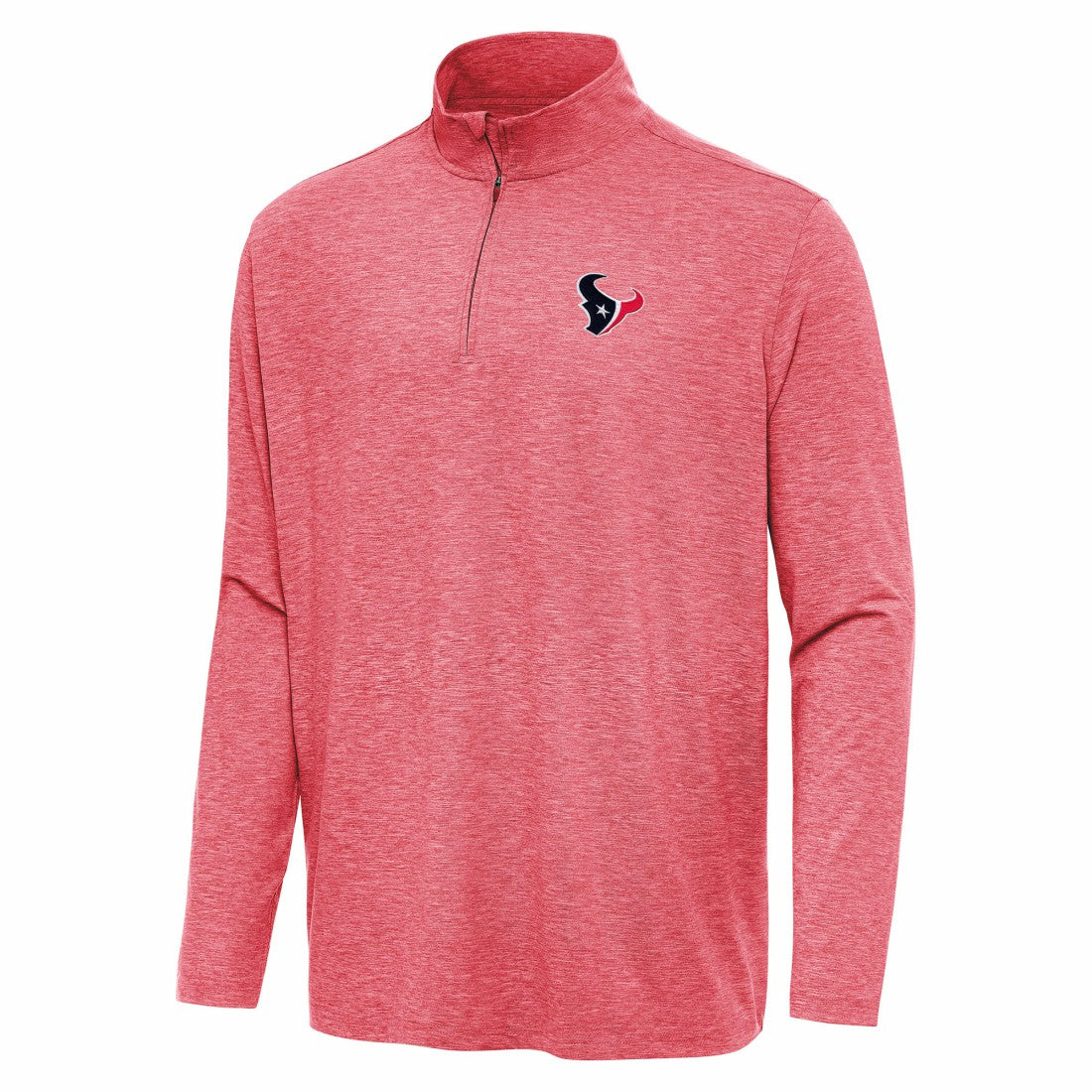 Houston Texans Antigua Hunk Quarter-Zip Jacket Heather Red