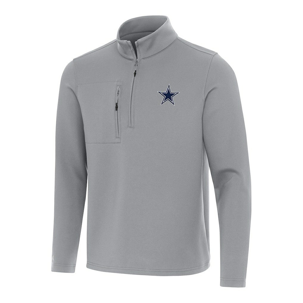 Dallas Cowboys Antigua Insider Quarter-Zip Pullover Top Gray