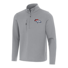 Denver Broncos Antigua Insider Quarter-Zip Pullover Top Gray