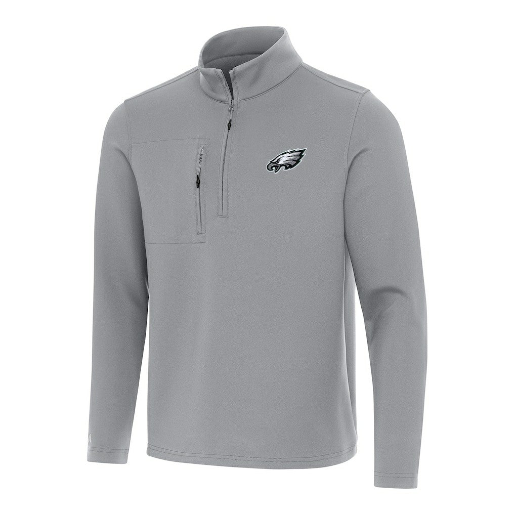 Philadelphia Eagles Antigua Insider Quarter-Zip Pullover Top Gray