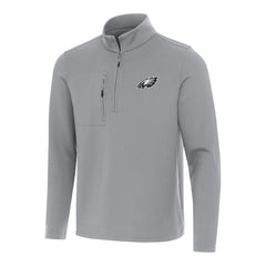 Philadelphia Eagles Antigua Insider Quarter-Zip Pullover Top Gray