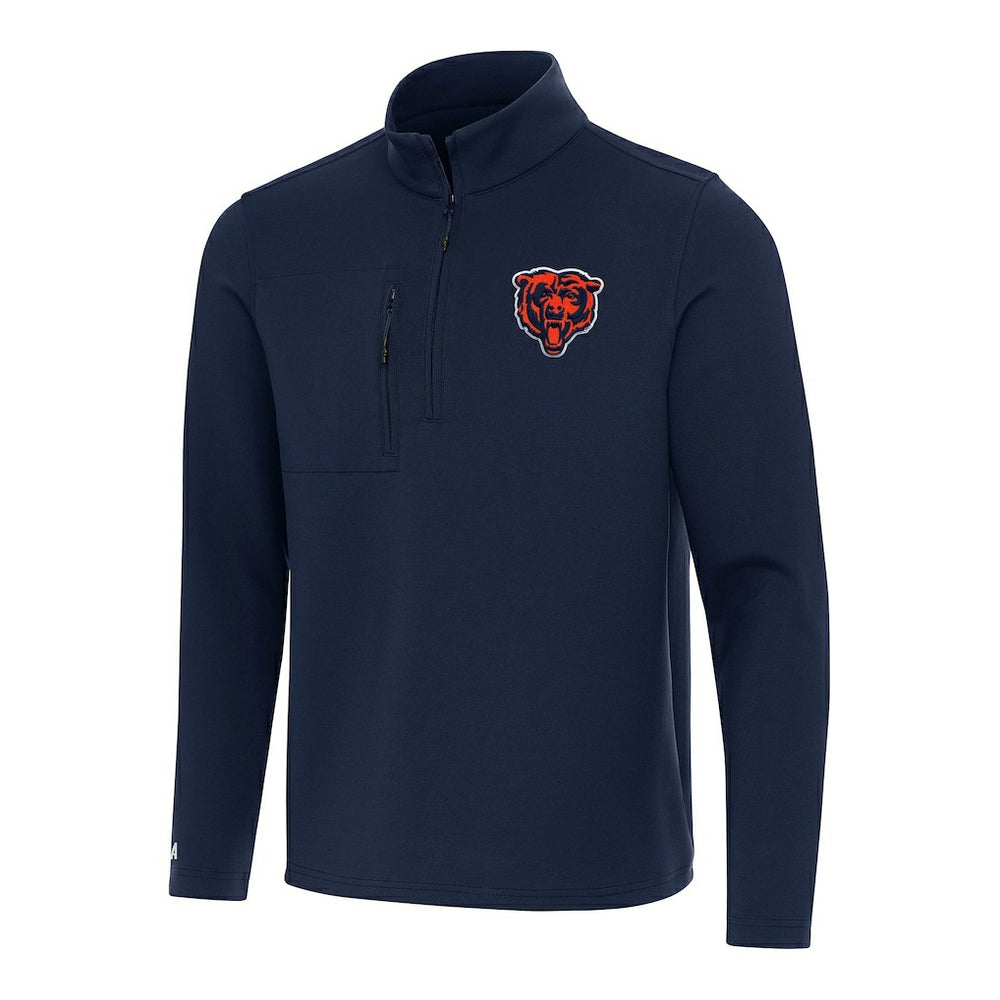 Chicago Bears Antigua Bear Logo Insider Quarter-Zip Pullover Top Navy