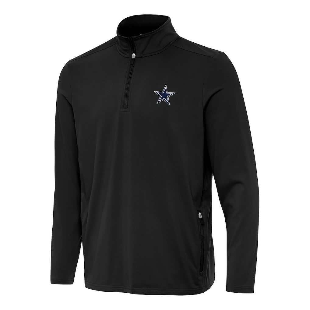 Dallas Cowboys Antigua Perilous Quarter-Zip Pullover Top Black
