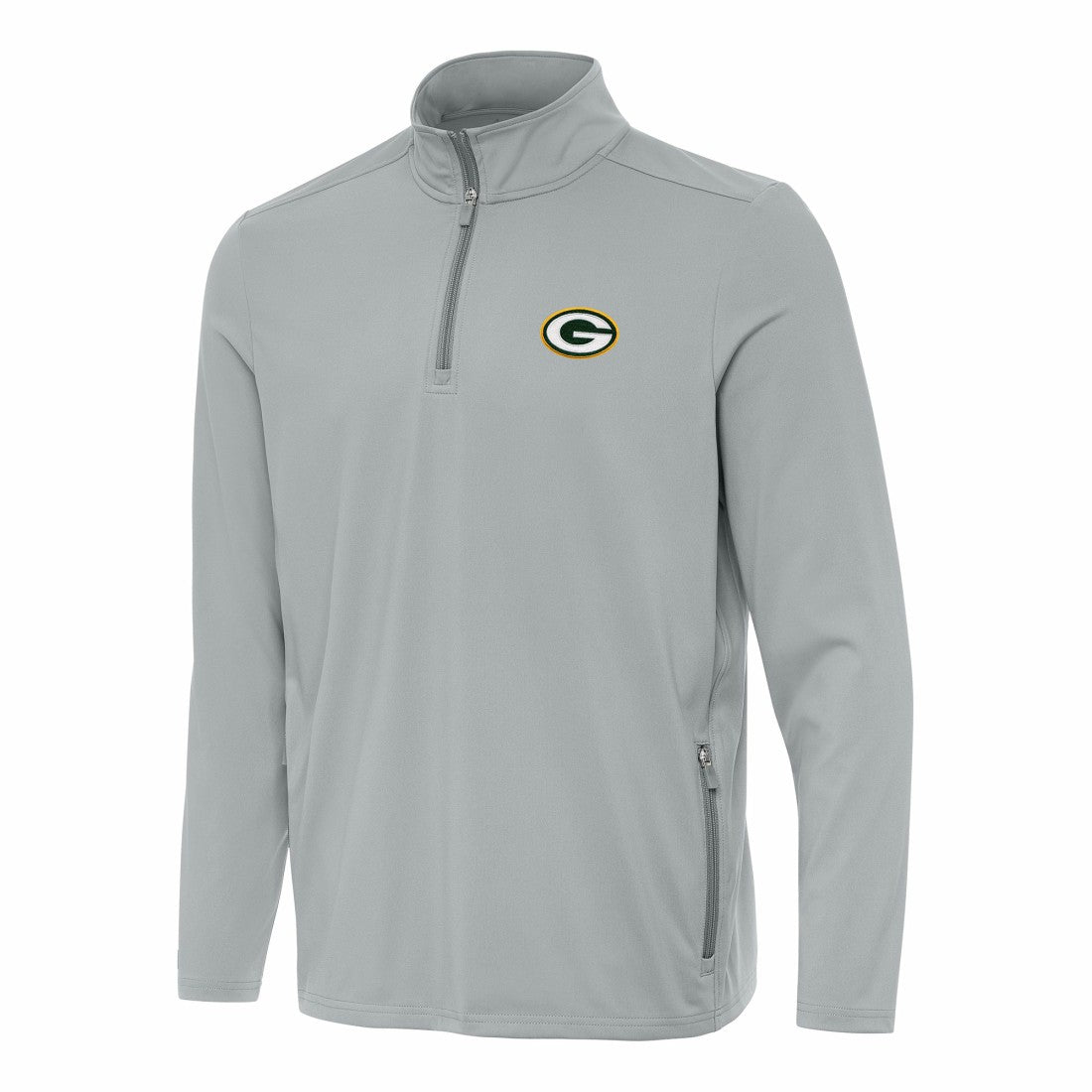 Green Bay Packers Antigua Perilous Quarter-Zip Pullover Top Gray