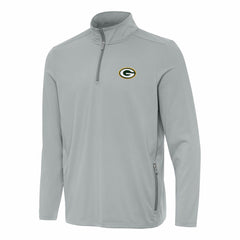 Green Bay Packers Antigua Perilous Quarter-Zip Pullover Top Gray