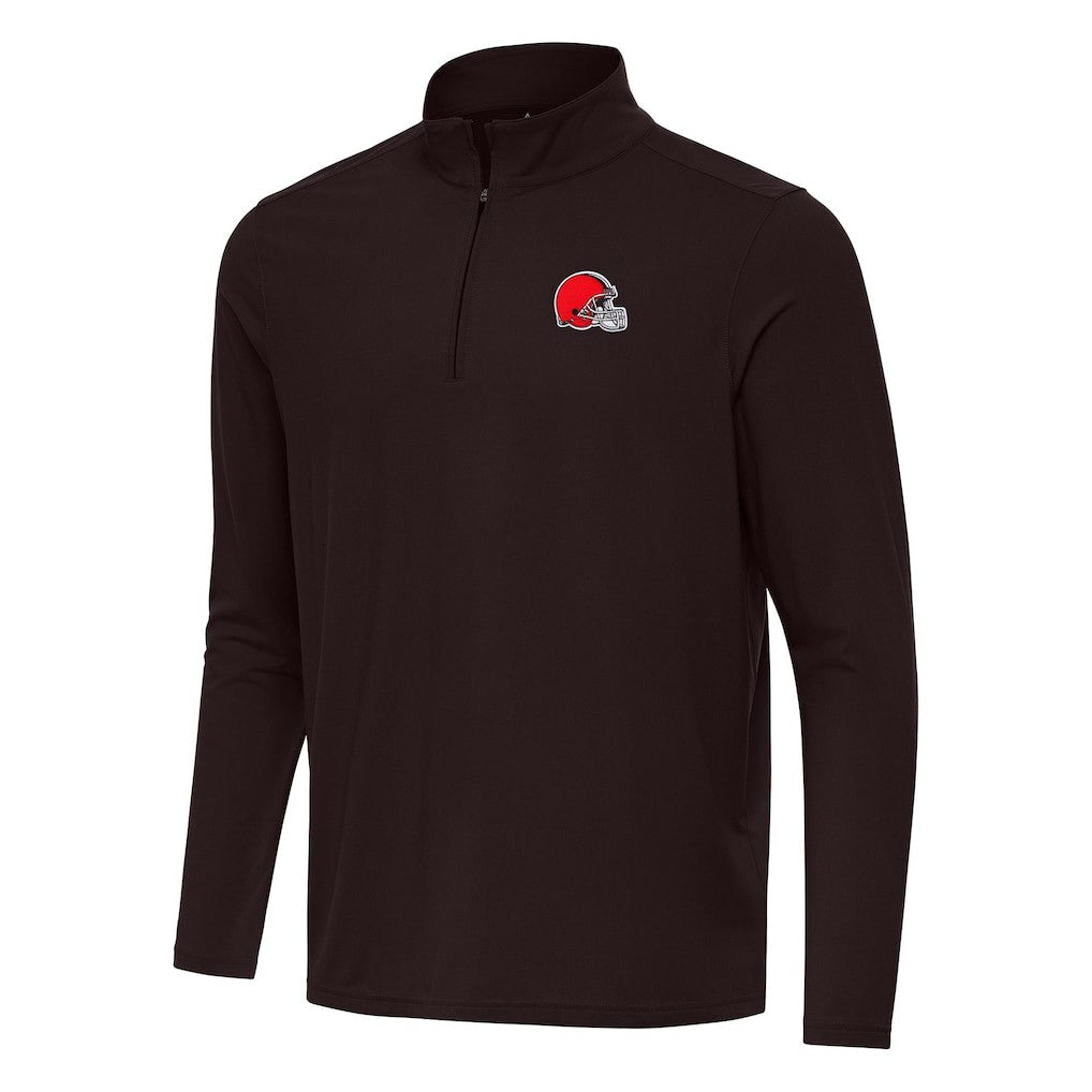 Cleveland Browns Antigua Intent Quarter-Zip Pullover Top Brown