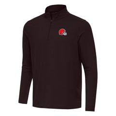 Cleveland Browns Antigua Intent Quarter-Zip Pullover Top Brown