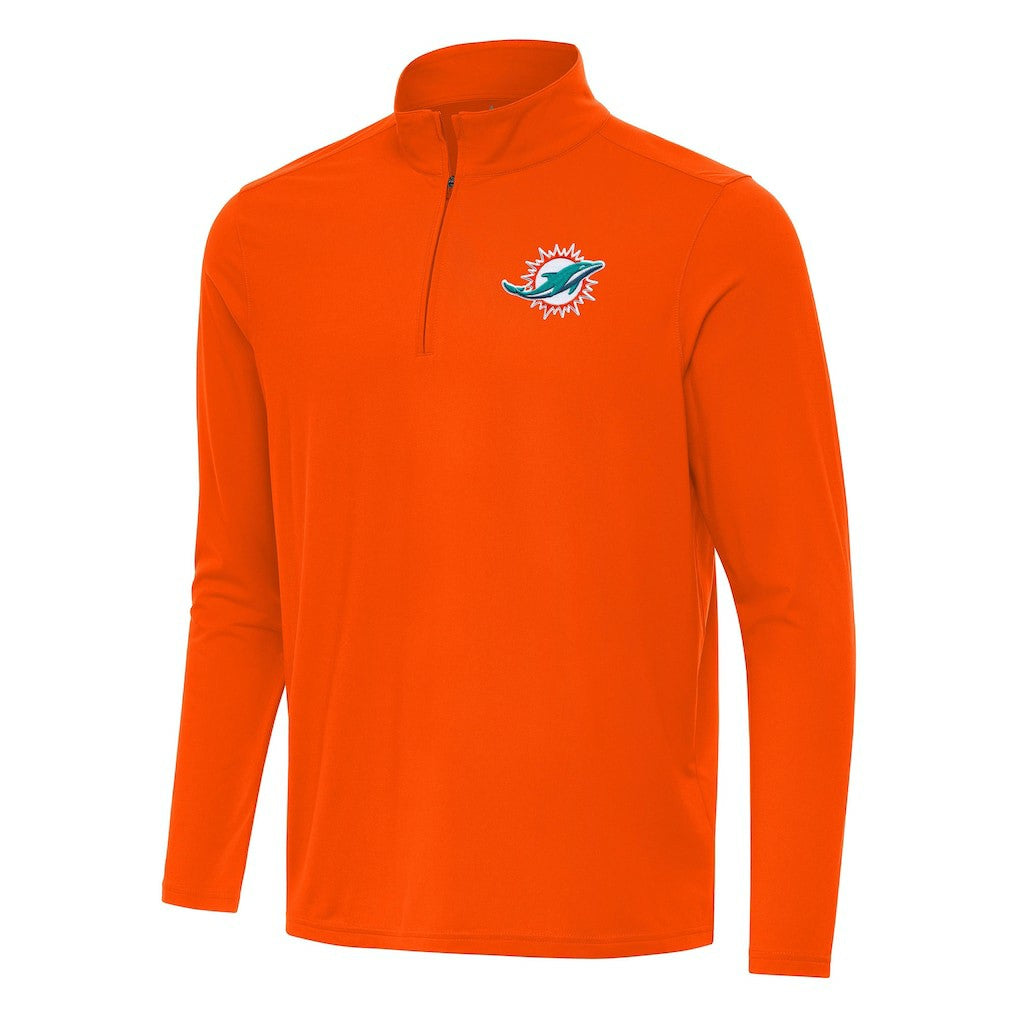 Miami Dolphins Antigua Intent Quarter-Zip Pullover Top Orange