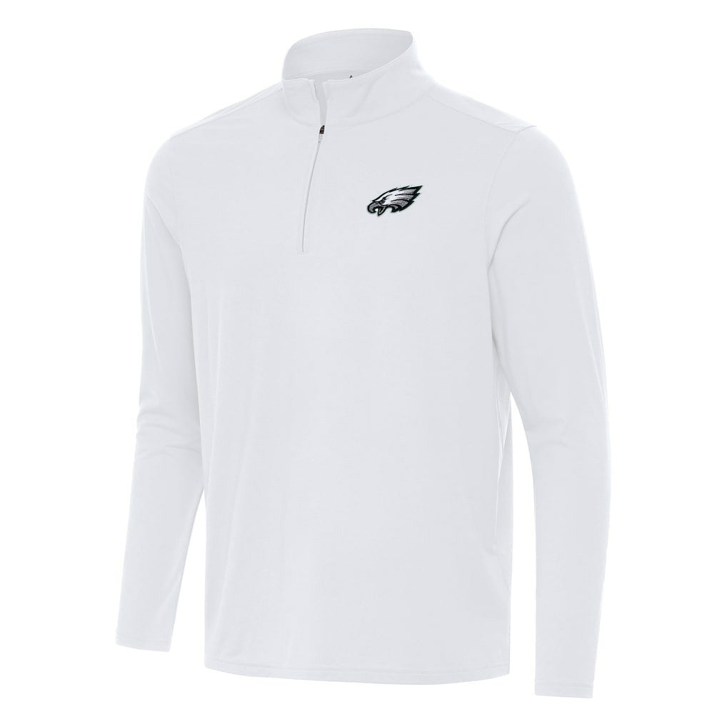 Philadelphia Eagles Antigua Intent Quarter-Zip Pullover Top White