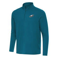 Philadelphia Eagles Antigua Intent Quarter-Zip Pullover Top Midnight Green