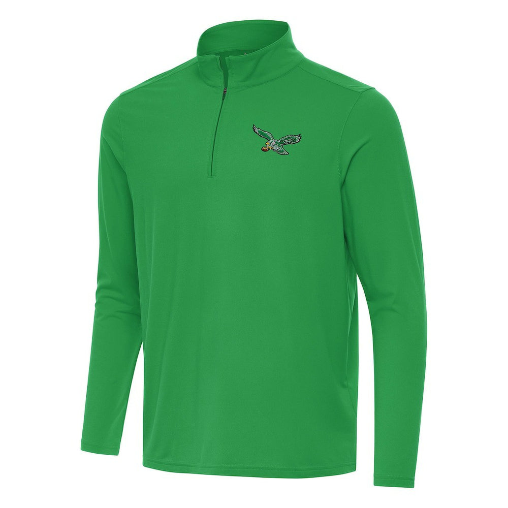 Philadelphia Eagles Antigua Intent Quarter-Zip Pullover Top Kelly Green