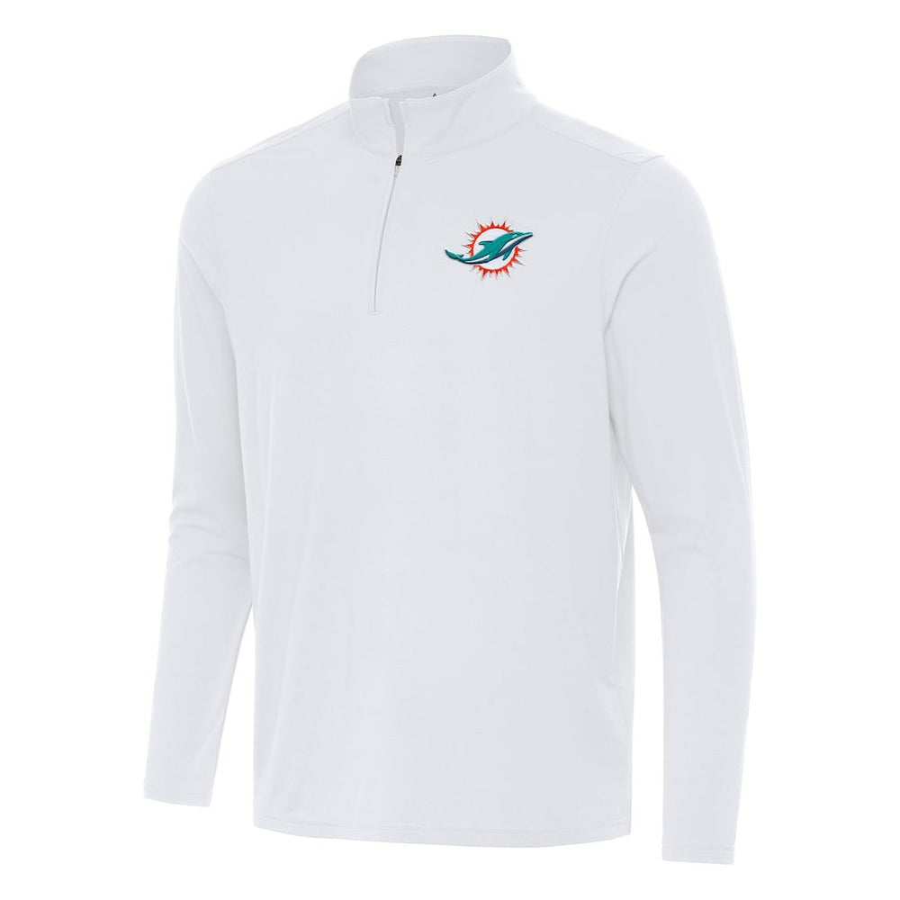 Miami Dolphins Antigua Intent Quarter-Zip Pullover Top White