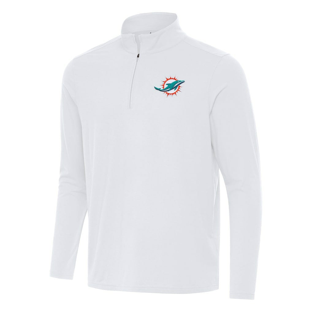 Miami Dolphins Antigua Intent Quarter-Zip Pullover Top White