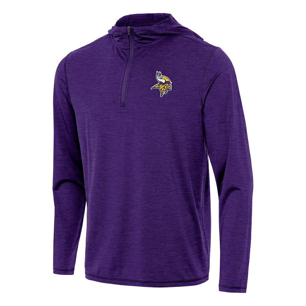 Minnesota Vikings Antigua Tidy Quarter-Zip Pullover Hoodie Heather Purple
