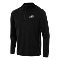 Philadelphia Eagles Antigua Tidy Quarter-Zip Pullover Hoodie Heather Black