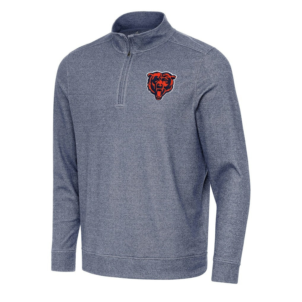 Chicago Bears Antigua Subtle Quarter-Zip Top Heather Navy