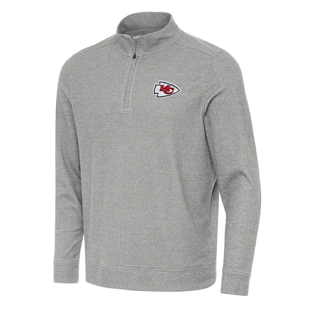 Kansas City Chiefs Antigua Subtle Quarter-Zip Top Heather Gray