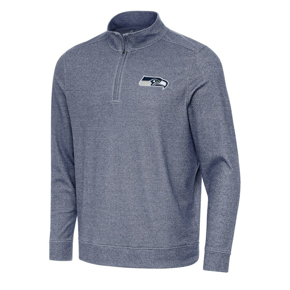 Seattle Seahawks Antigua Subtle Quarter-Zip Top Heather Navy