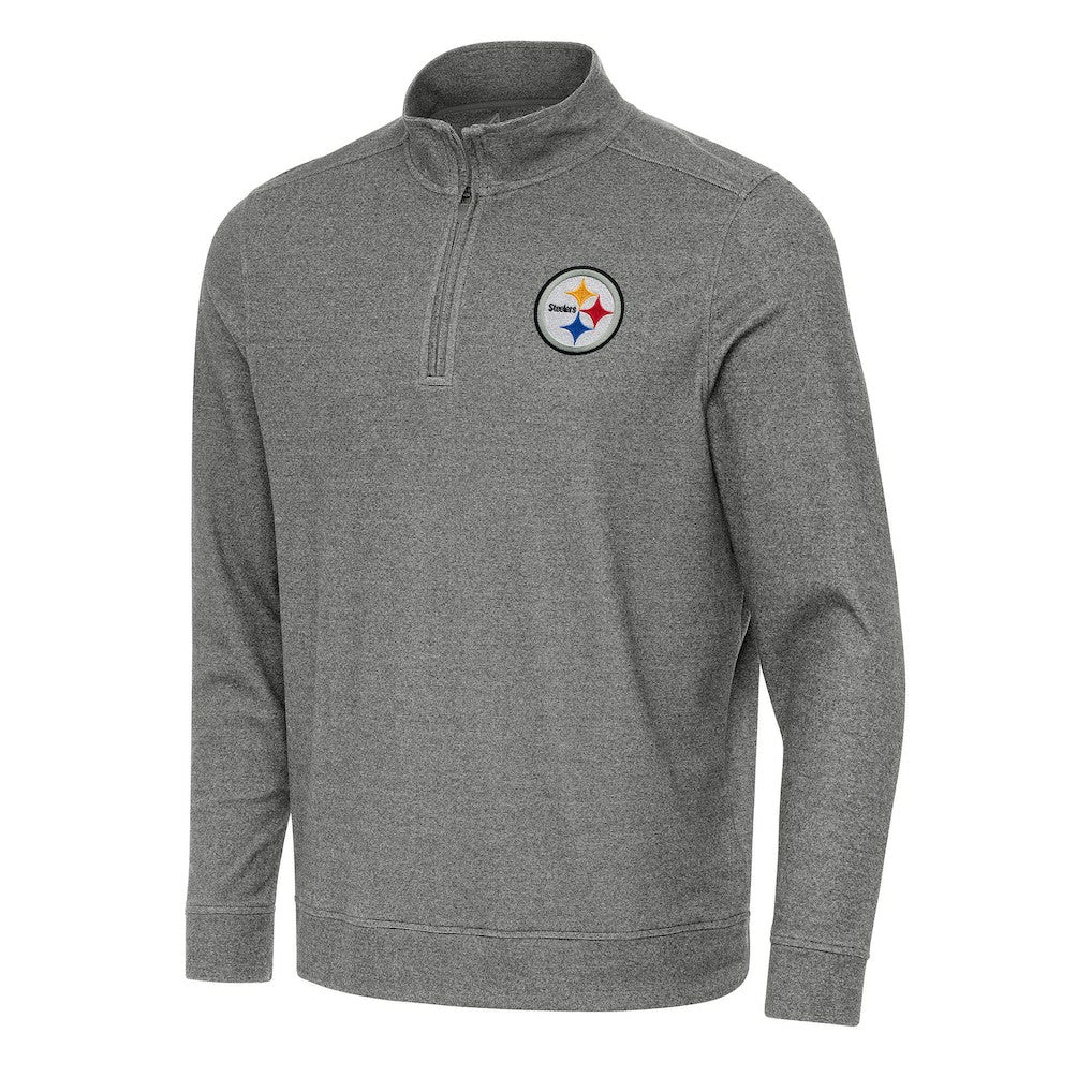 Pittsburgh Steelers Antigua Subtle Quarter-Zip Top Heather Black